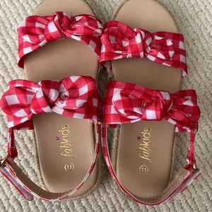 Fabkids red gingham ankle strap sandals girls S 11